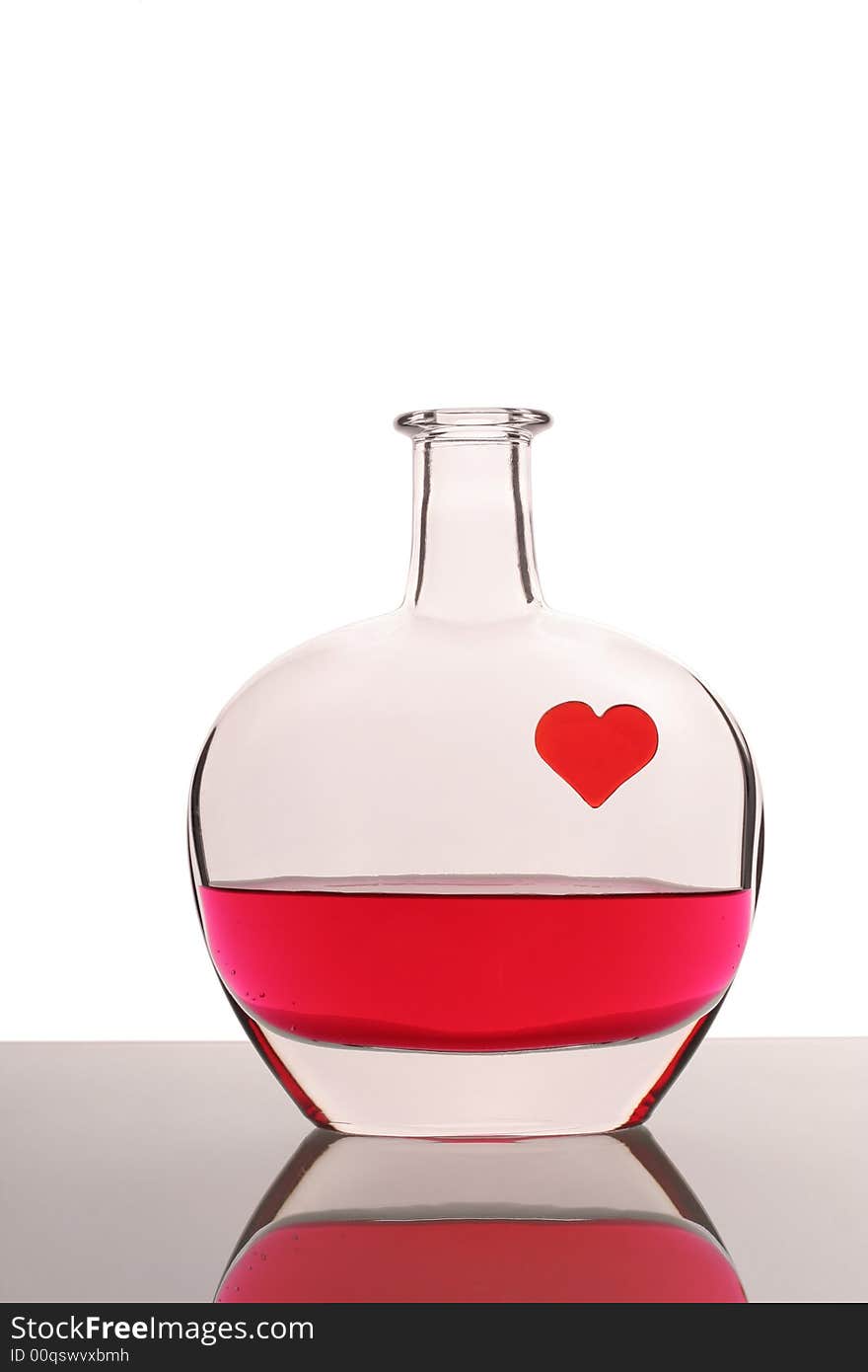 Bottle with heart and blood