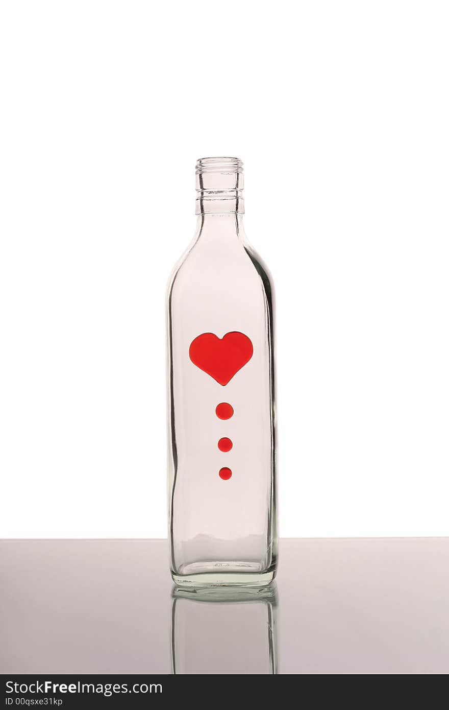 Bottle with heart which crying