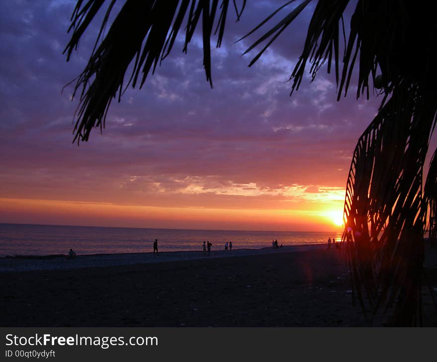 Sundown sun, romantic evening, sea air, caucasus, black sea