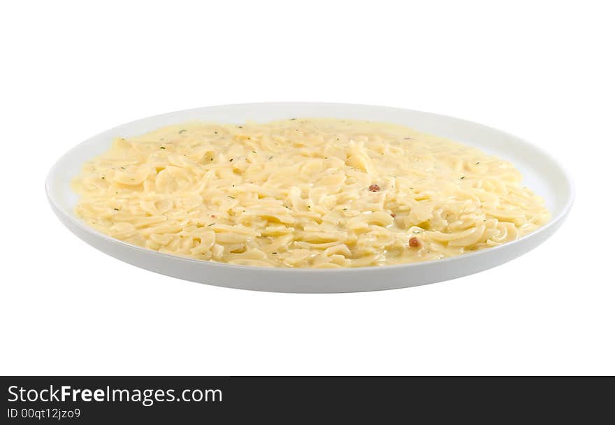 An isolated shot of a plate of pasta