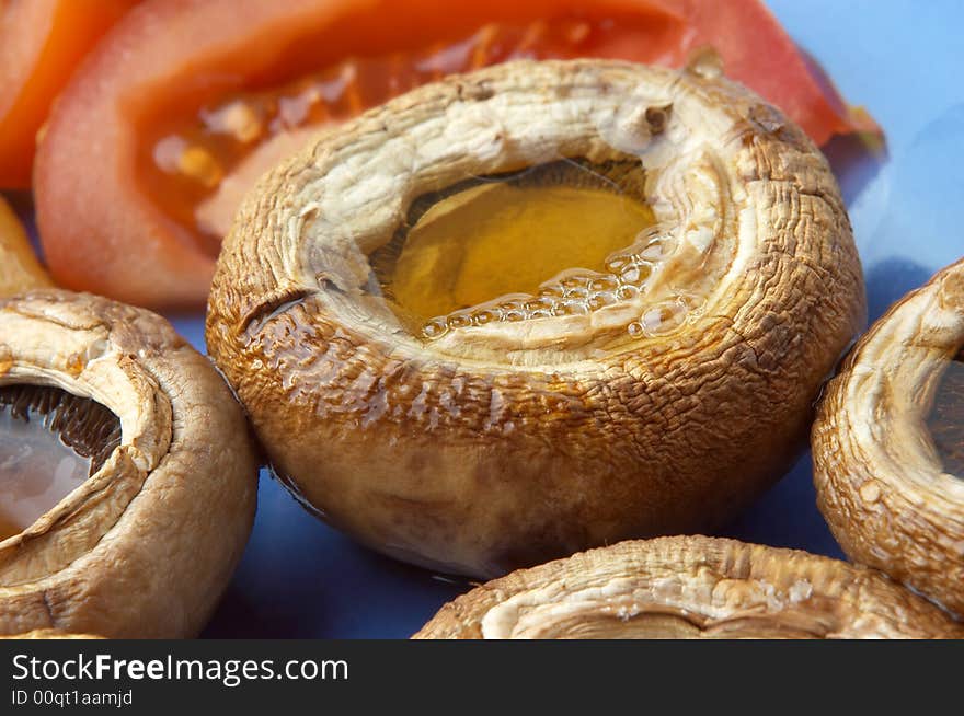 Closeup Of Grilled Mushrooms