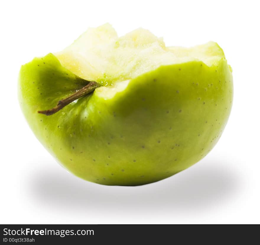 Half of apple over white background