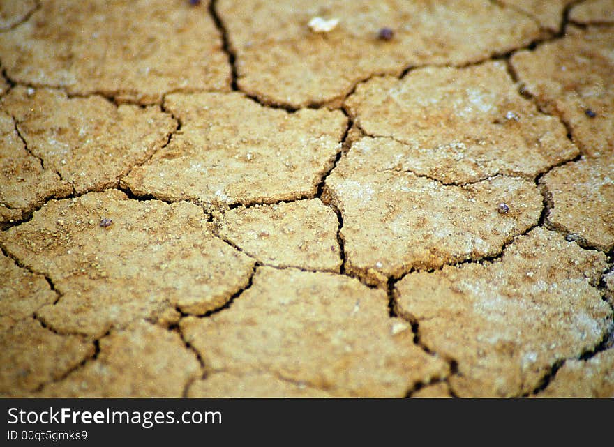 Dry crackled ground texture close-up