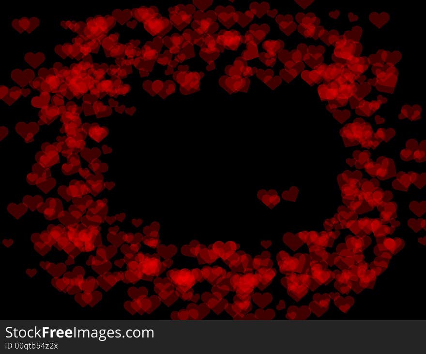 A frame created by floating hearts