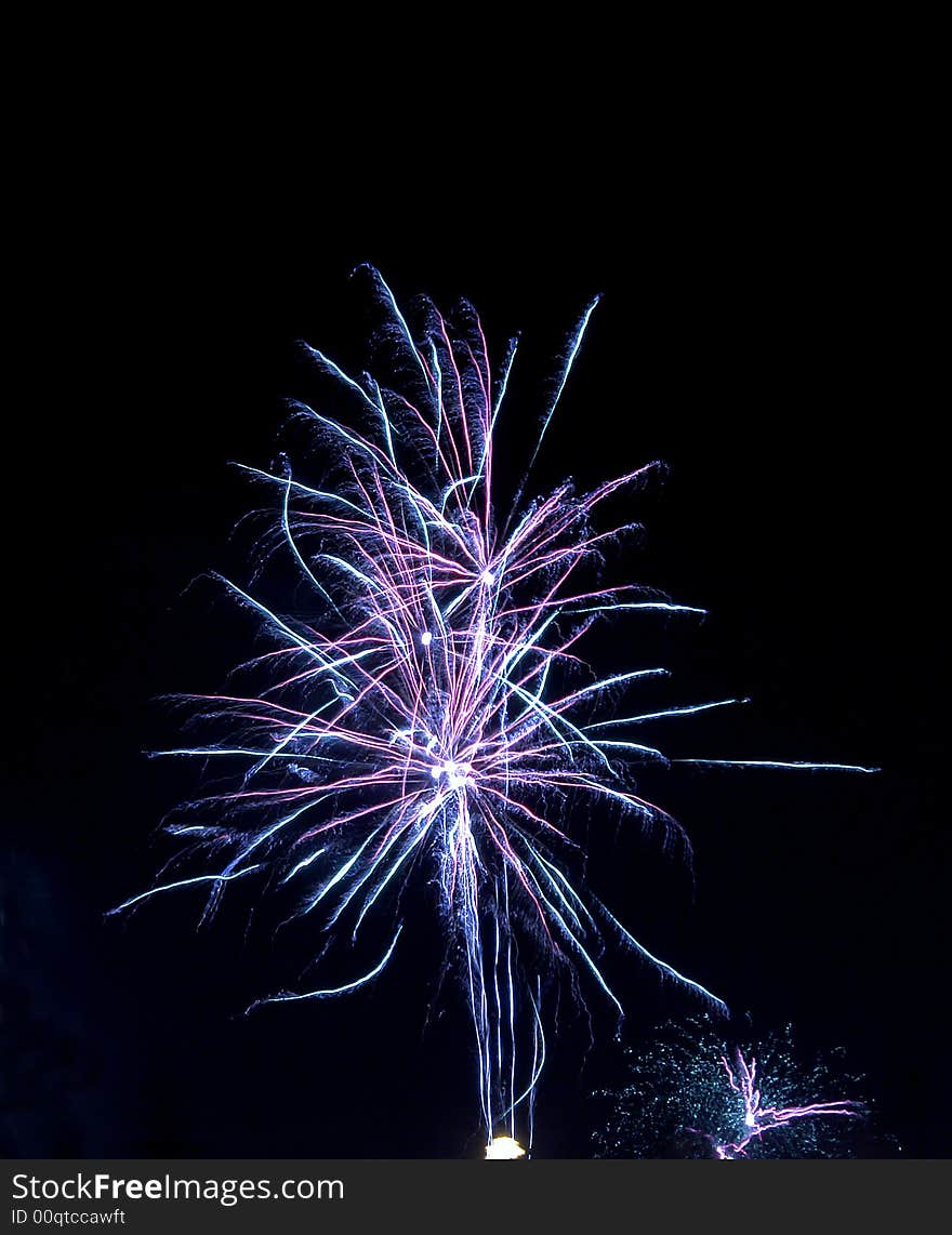 Red and green fireworks on black sky. Red and green fireworks on black sky