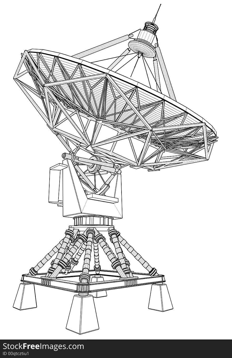 Satellite dishes antenna (doppler radar): technical draw. Satellite dishes antenna (doppler radar): technical draw