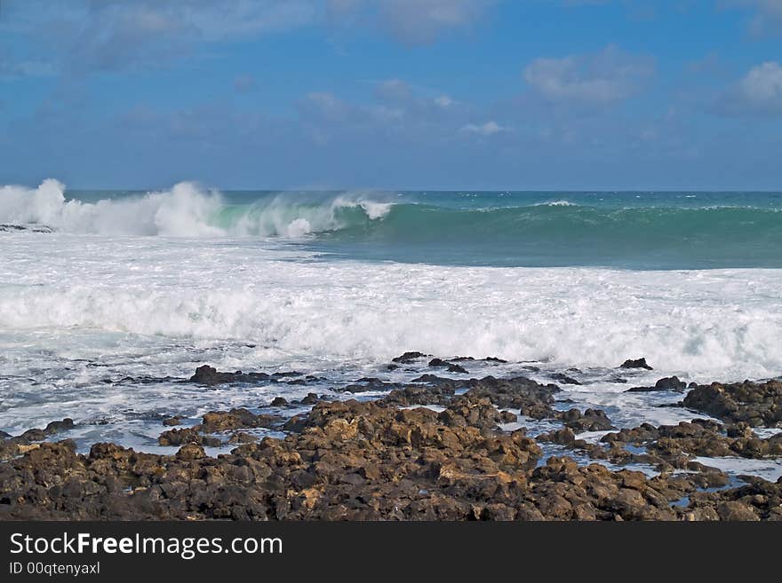 Sea surf on the island, Lanzarote, Canary Islands