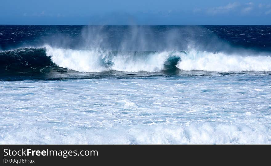 Waves crashing on beach