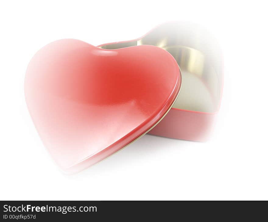 Open heart-shaped gift box Isolated on white background