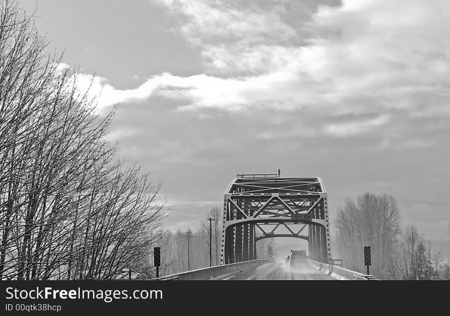 Hwy 9 south in snohomish wa in winter b&w. Hwy 9 south in snohomish wa in winter b&w