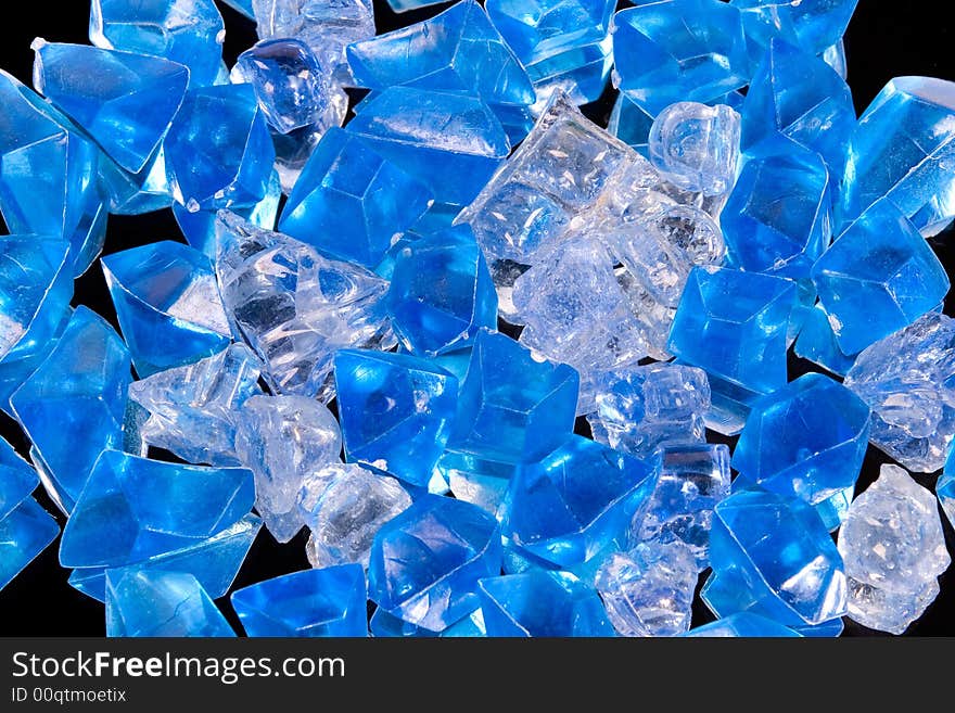 Blue crystals on a black background