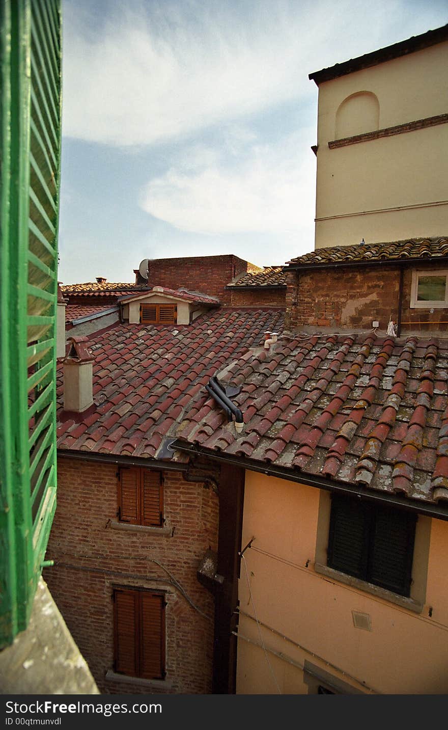 Roof from the opened window in Italy. Roof from the opened window in Italy