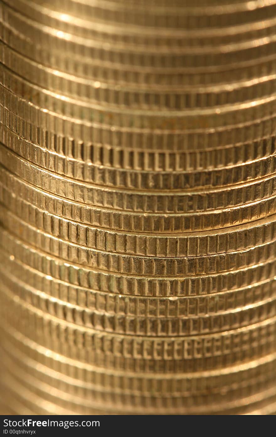 Close-up of gold coins stack