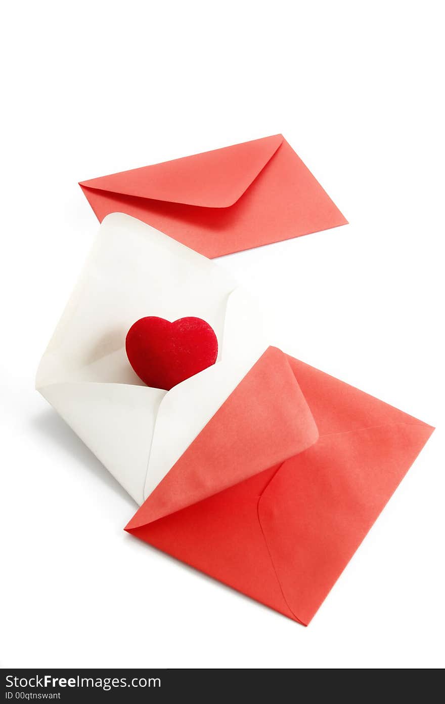 Envelope`s with a heart on a white background. Envelope`s with a heart on a white background