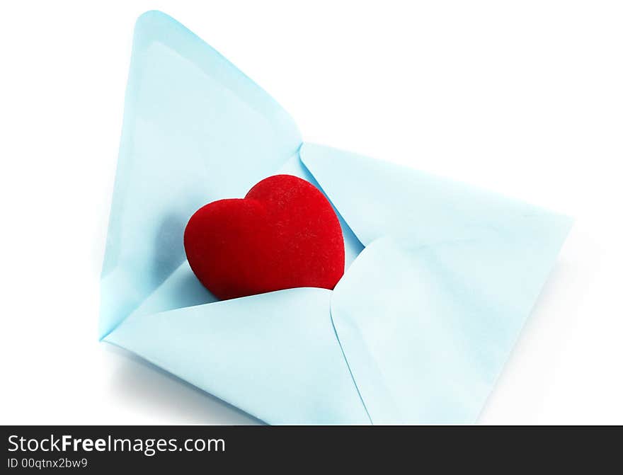 Envelope with a heart on a white background. Envelope with a heart on a white background