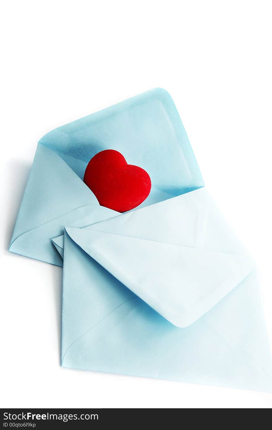 Envelope with a heart on a white background. Envelope with a heart on a white background