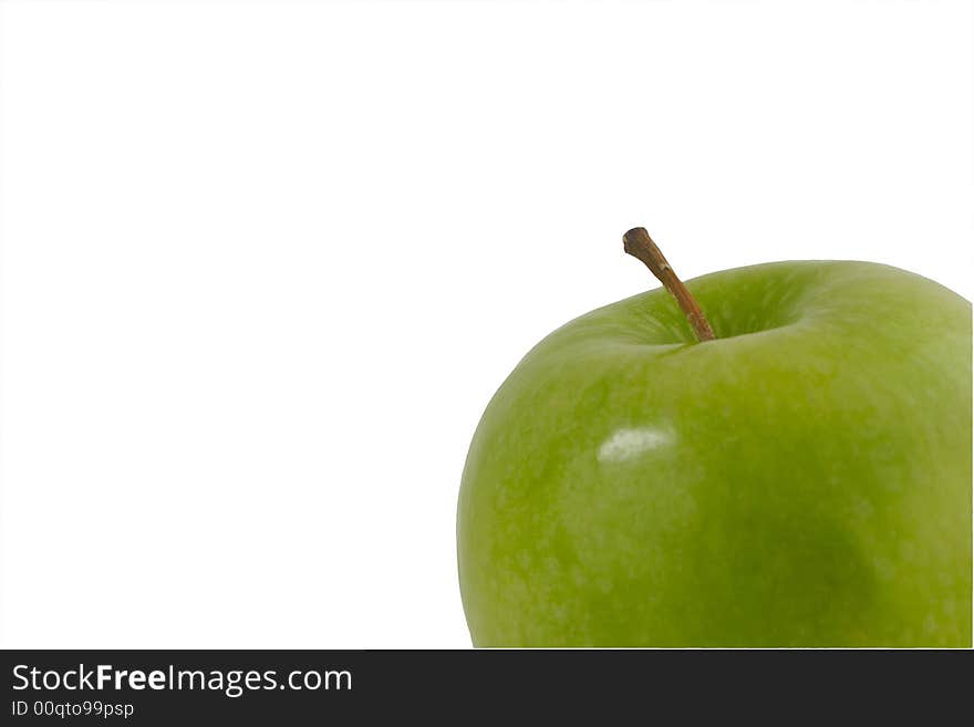 Green Granny Smith Apple Isolated on White with Room for Copy Space. Green Granny Smith Apple Isolated on White with Room for Copy Space