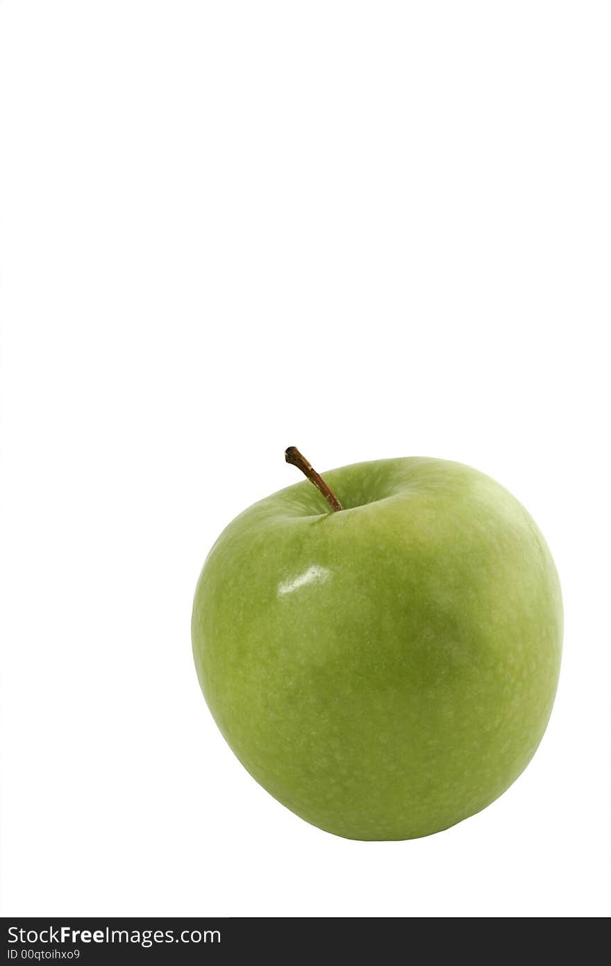 Green Granny Smith Apple Isolated on White with Room for Copy Space. Green Granny Smith Apple Isolated on White with Room for Copy Space