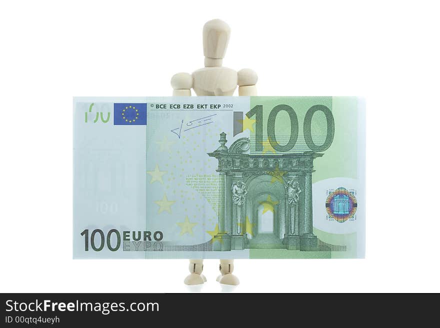 Manikin Holds Euro Bill