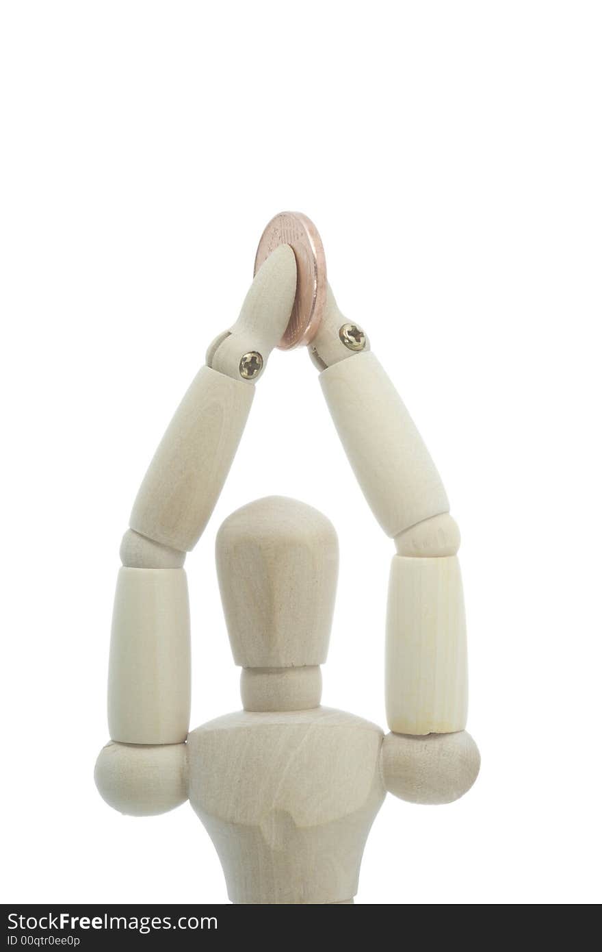 Manikin Hands Raised With Money