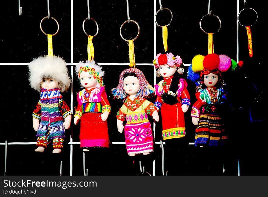 Chinese dolls key rings