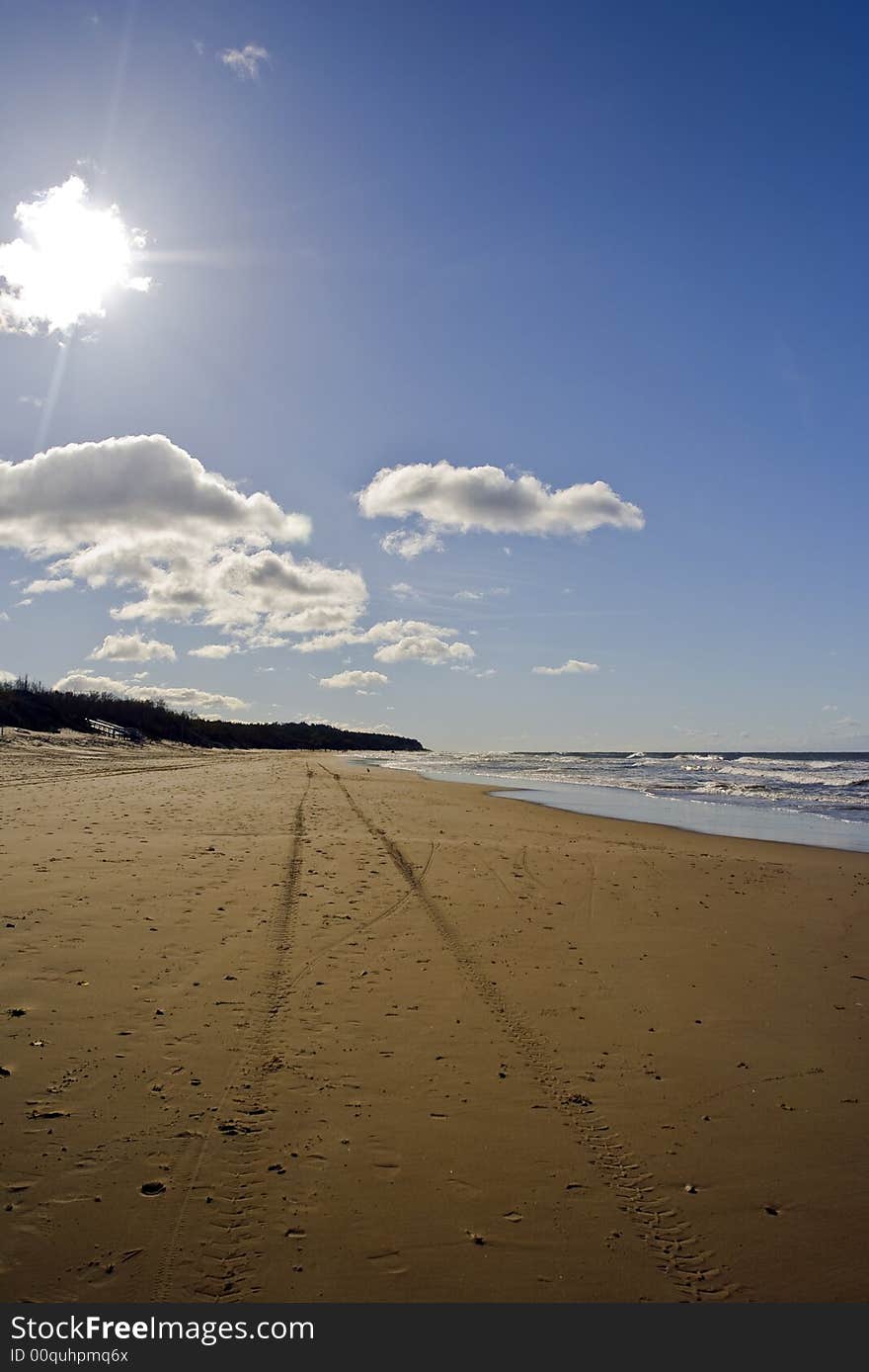 Baltic sea coast. palanga, lithuania. path from the car driven on the beach. Baltic sea coast. palanga, lithuania. path from the car driven on the beach.