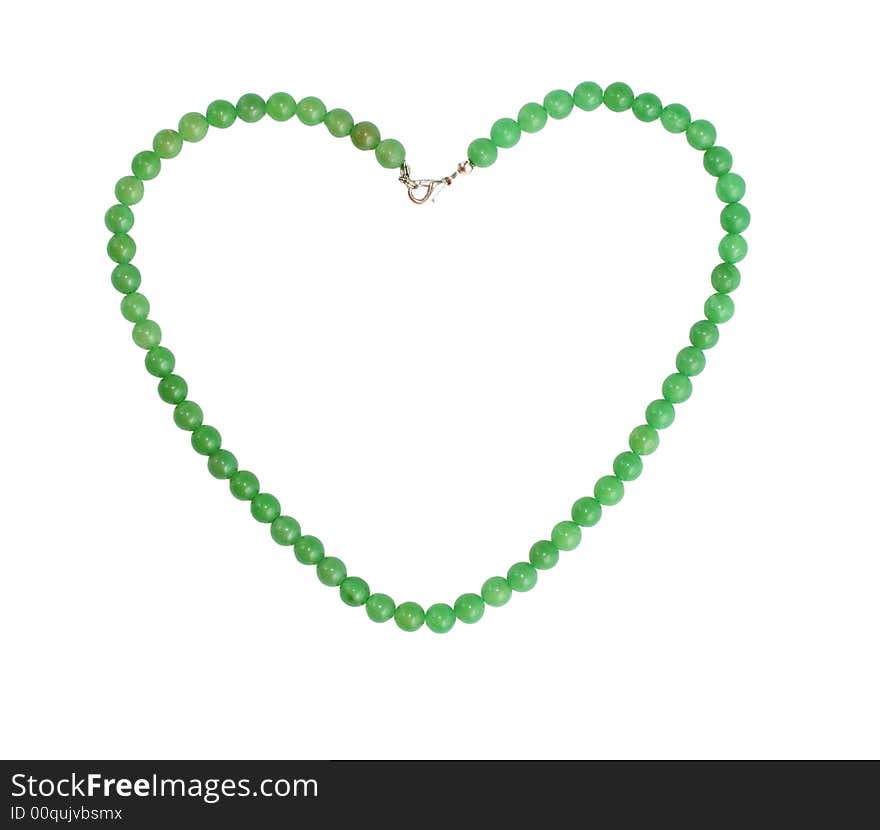 Jewelry green nephrite heart isolated