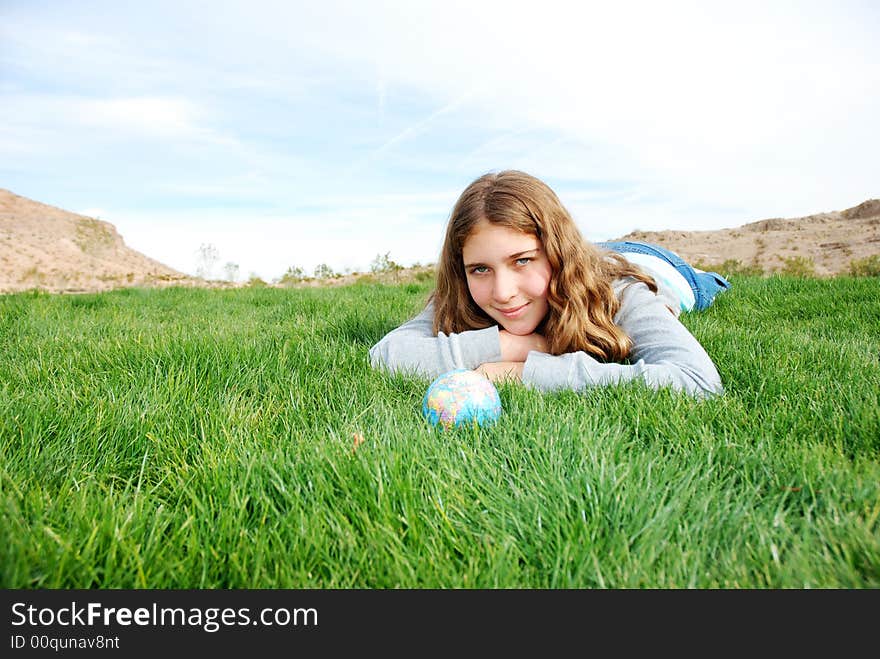 Young girl is enjoying herself at outdoor location