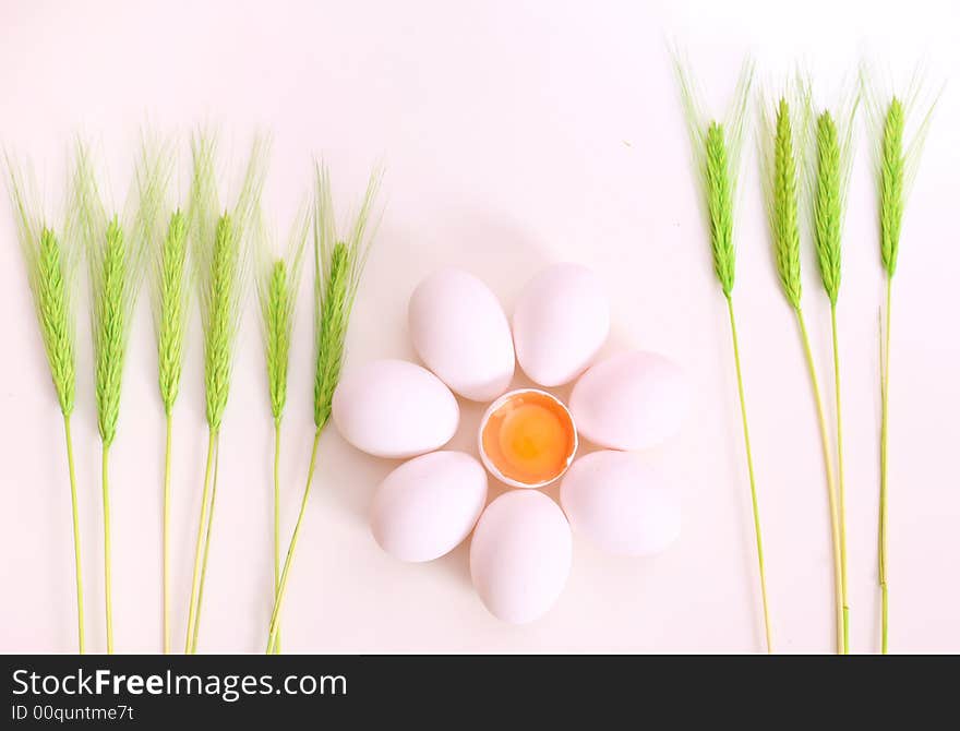 White eggs in the flower shape / spring time