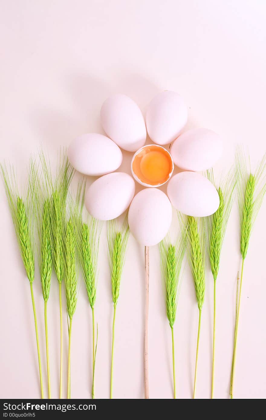 White eggs in the flower shape / spring time