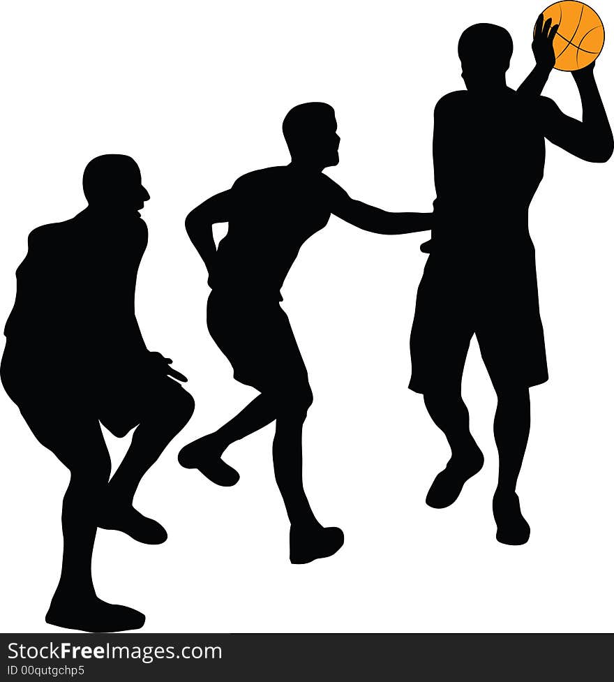 Black silhouette of basketball players