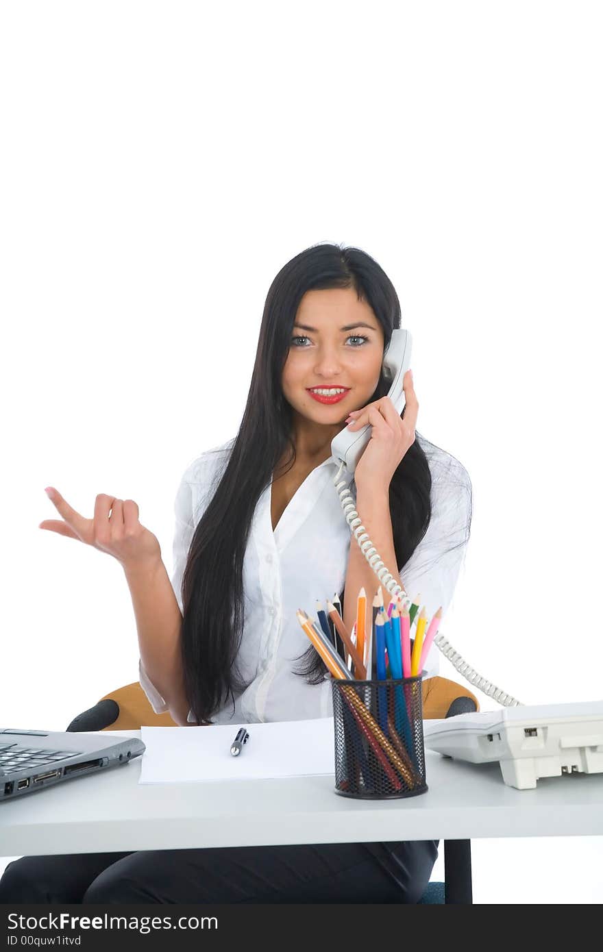 Business woman  working on isolated background