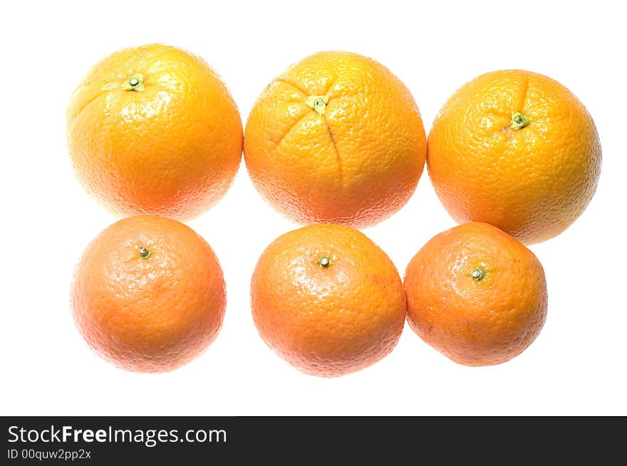 Object on white food Fruit mandarin and orange