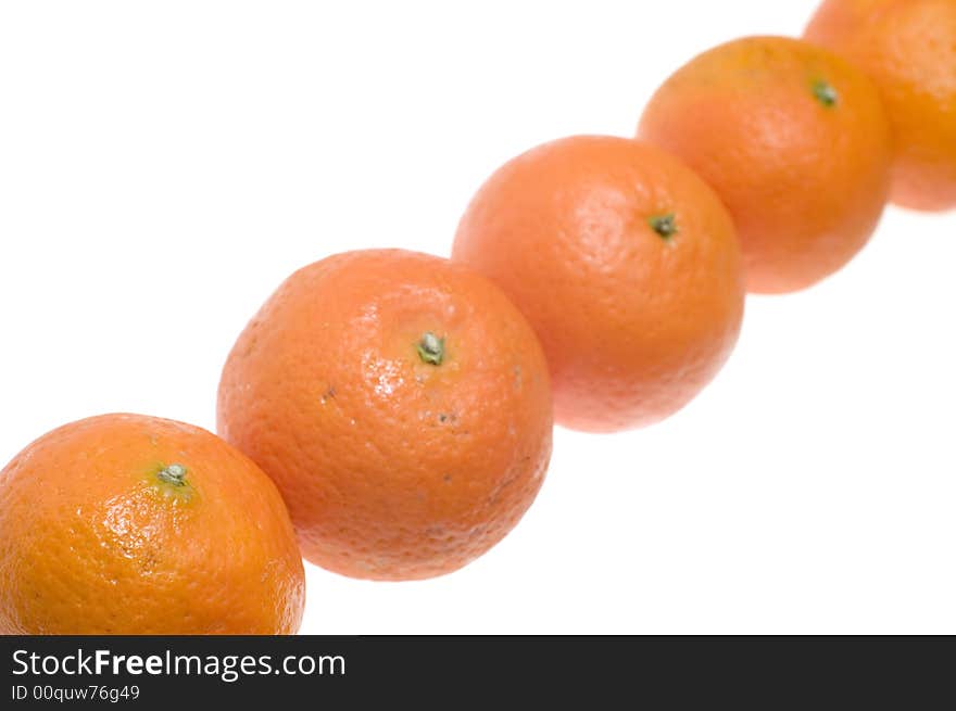 Object on white food Fruit mandarin close up