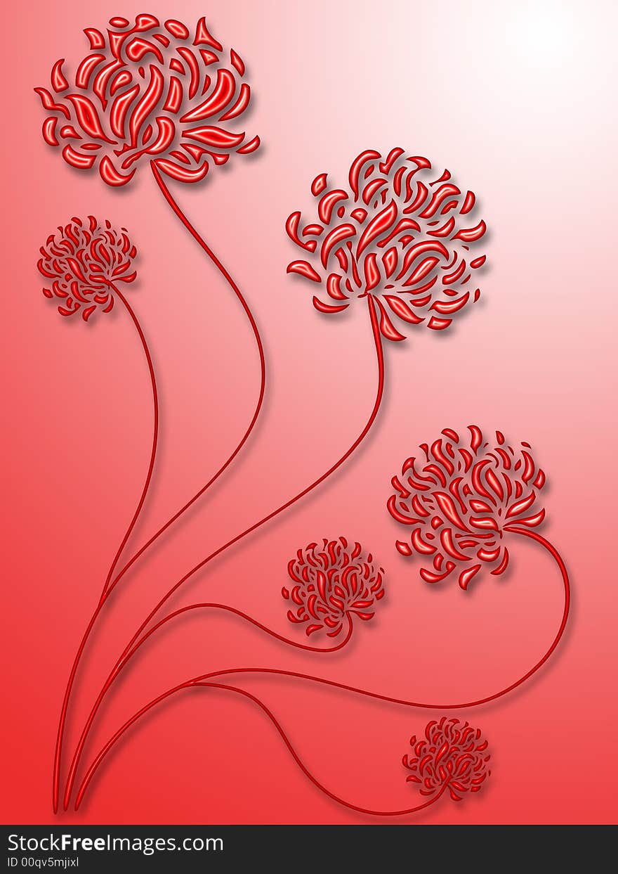 Red flowers on a gradient background