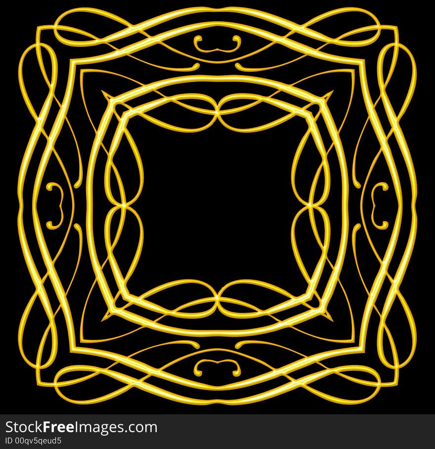 Golden frame isolated on a black background