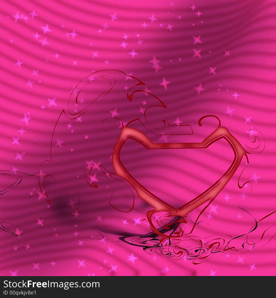 Beautiful pink background with a heart frame in the front. Beautiful pink background with a heart frame in the front