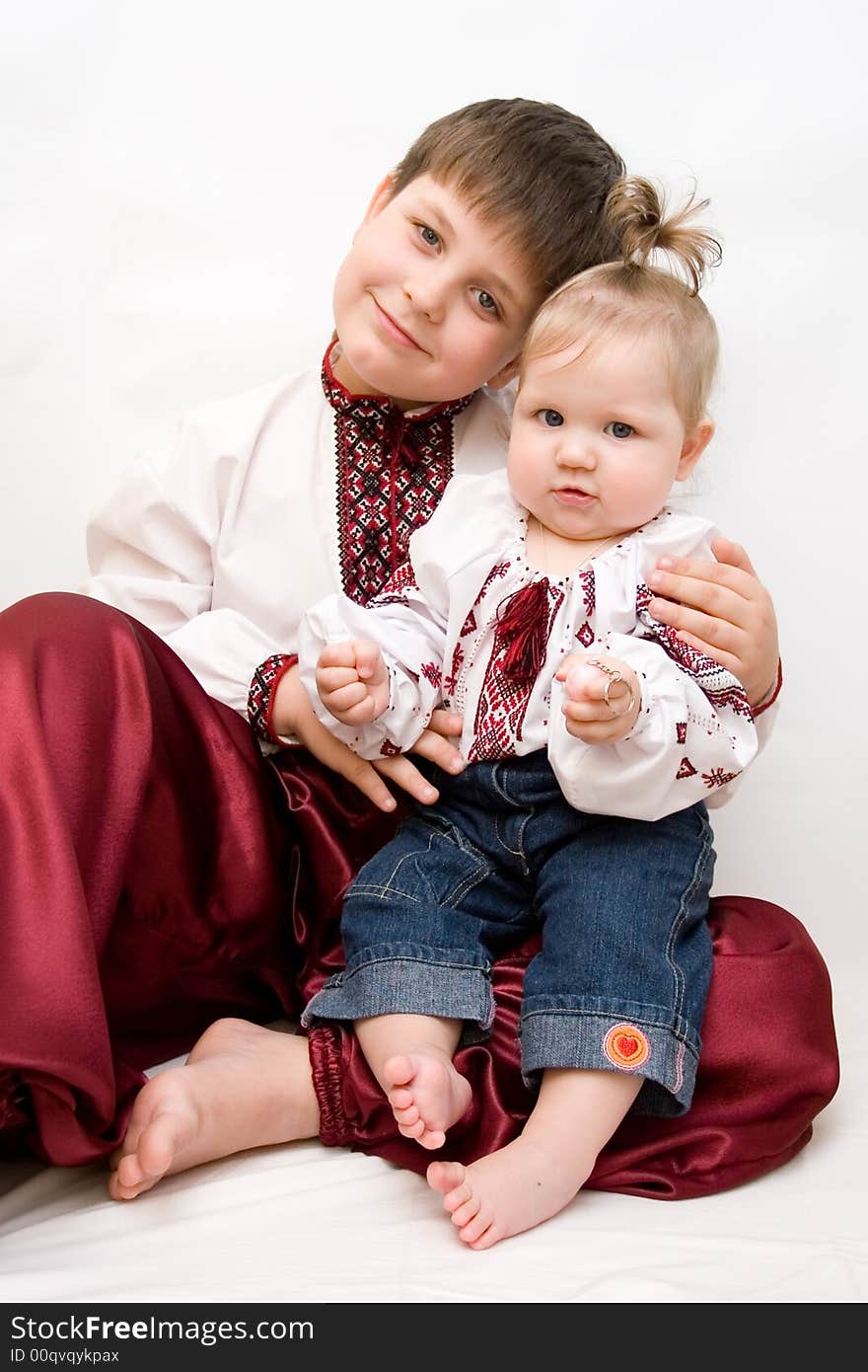 Domestic portrait brother and sister together