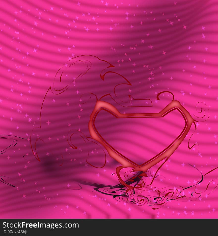 Beautiful pink background with a heart frame in the front. Beautiful pink background with a heart frame in the front