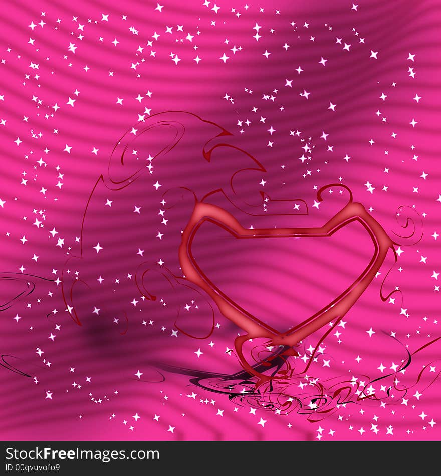 Beautiful pink background with a heart frame in the front. Beautiful pink background with a heart frame in the front