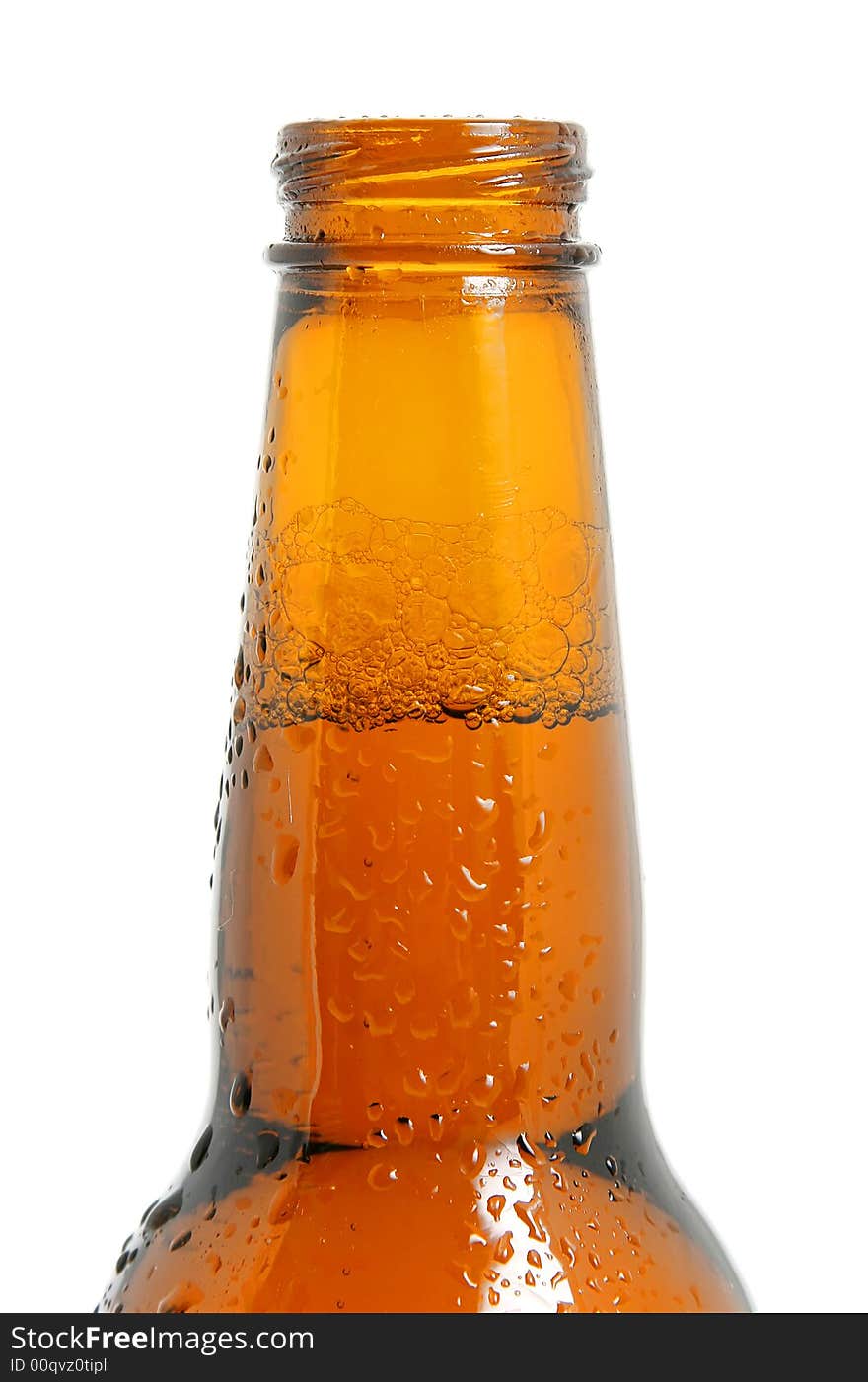 Top of the bottle with no cap over white background