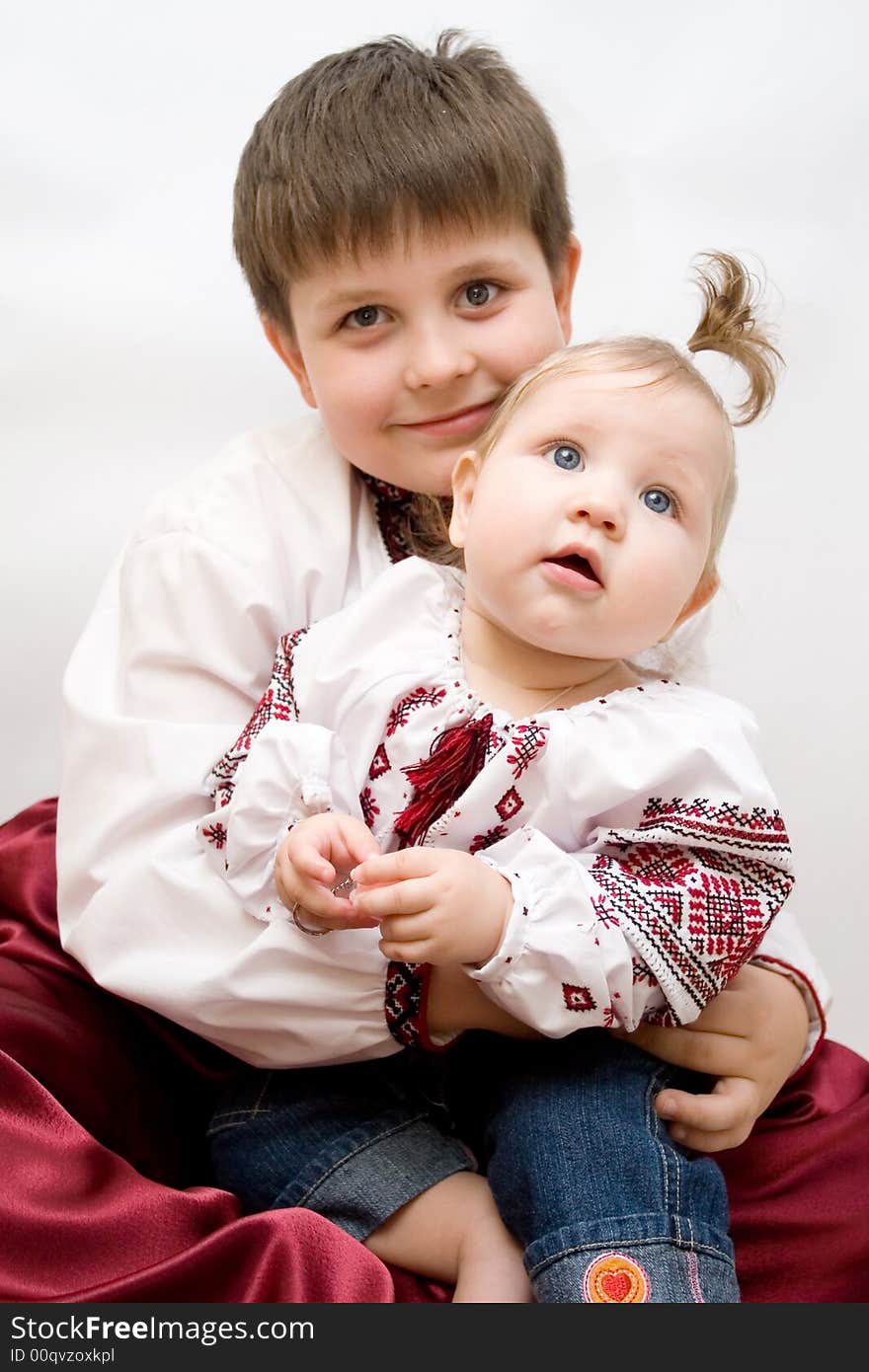 Domestic portrait brother and sister together