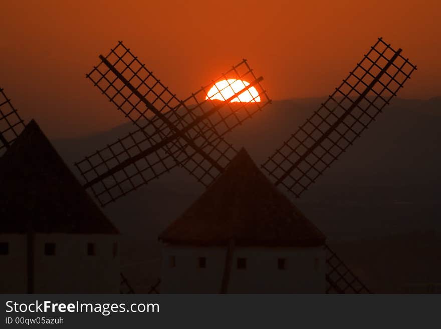 Sunset with windmills