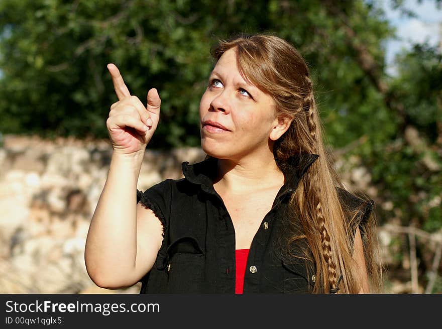 Pretty lady with long blonde hair, braids, and blue eyes. Pretty lady with long blonde hair, braids, and blue eyes.