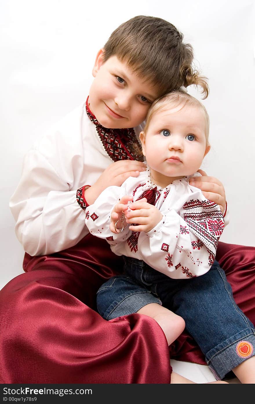 Domestic portrait brother and sister together