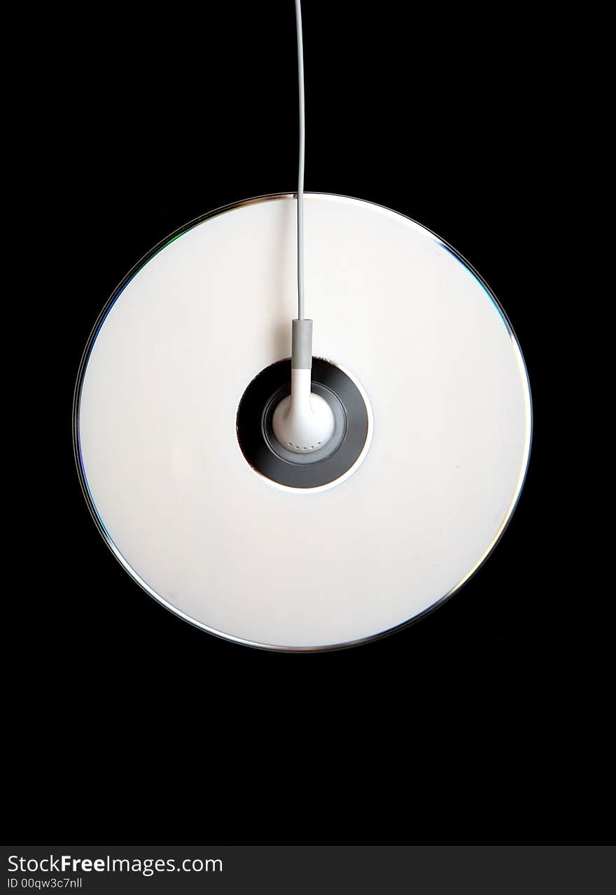 Blank white disc with a headphone