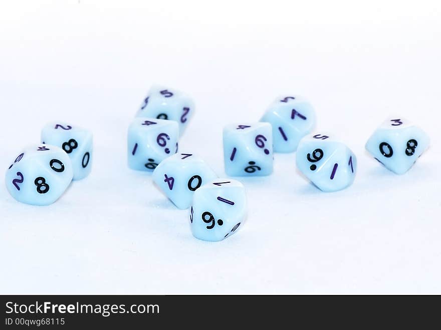 Blue dice for the role playing games