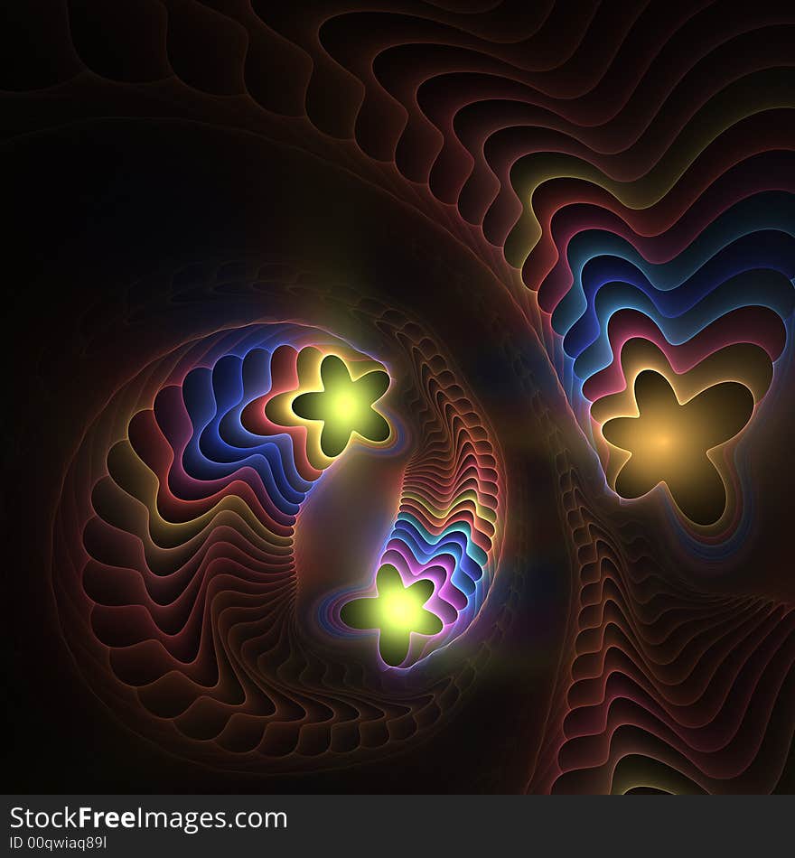 Abstract rendering of rainbow shooting stars