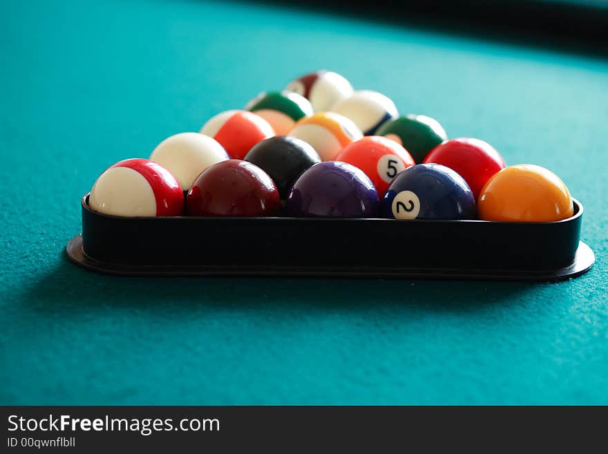 Billiard game details: balls, cue, table. Billiard game details: balls, cue, table.