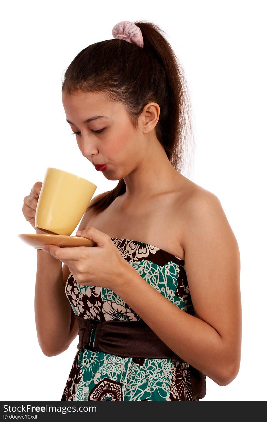 Lovely female with coffee